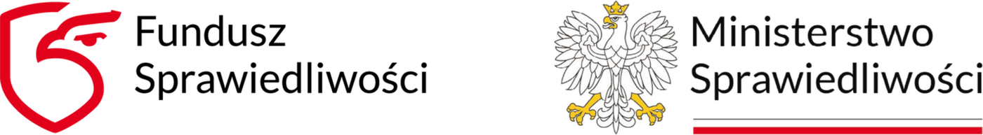 Logotypy Funduszu Sprawiedliwości i Ministerstwa Sprawiedliwości